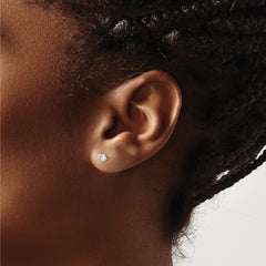 QE3144 Sterling Silver 4mm Round Basket Set CZ Stud Earrings