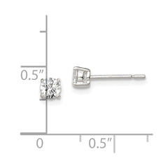 QE3144 Sterling Silver 4mm Round Basket Set CZ Stud Earrings