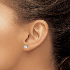 QE3146 Sterling Silver 6mm Round Basket Set CZ Stud Earrings