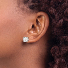 QE319 Sterling Silver Polished 8mm Round CZ Stud Earrings