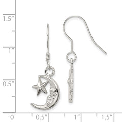 QE32 Sterling Silver Moon and Star Earrings