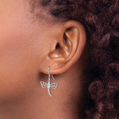 QE3269 Sterling Silver Rhodium-plated CZ Dragonfly Earrings