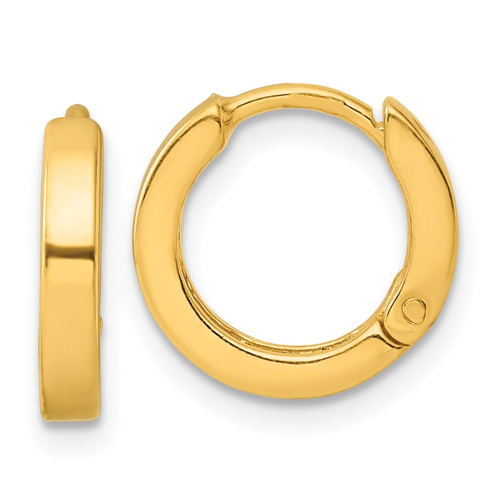 QE3280GP Sterling Silver Gold-tone Round Hinged Hoop Earrings