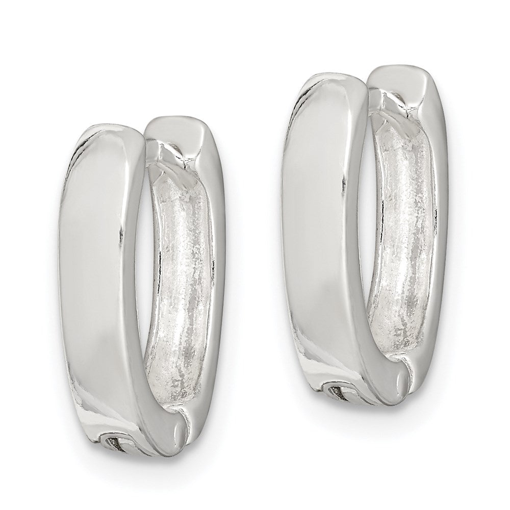 QE3281 Sterling Silver Oval Hinged Hoop Earrings