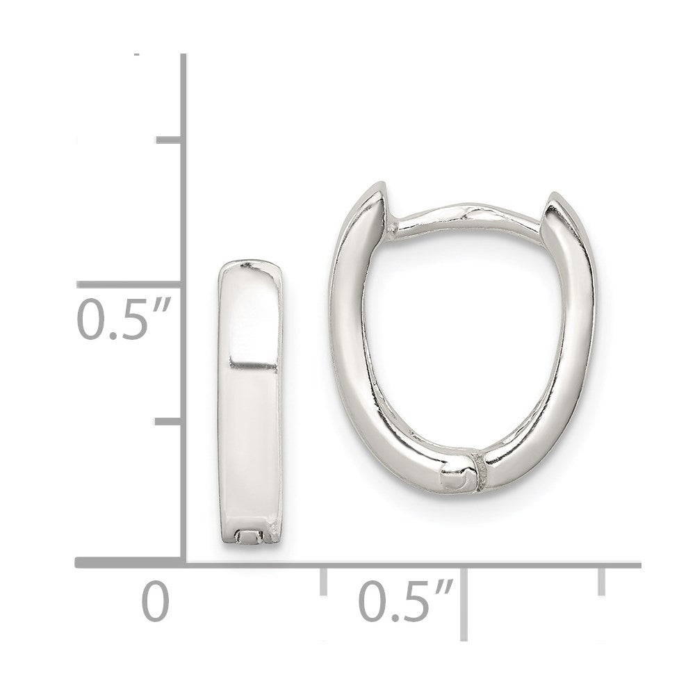 QE3281 Sterling Silver Oval Hinged Hoop Earrings
