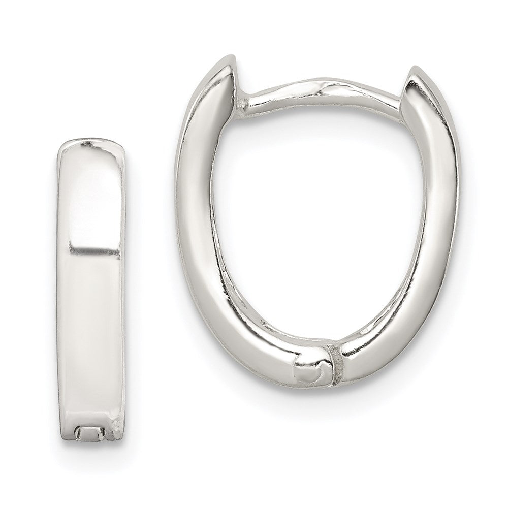 QE3281 Sterling Silver Oval Hinged Hoop Earrings
