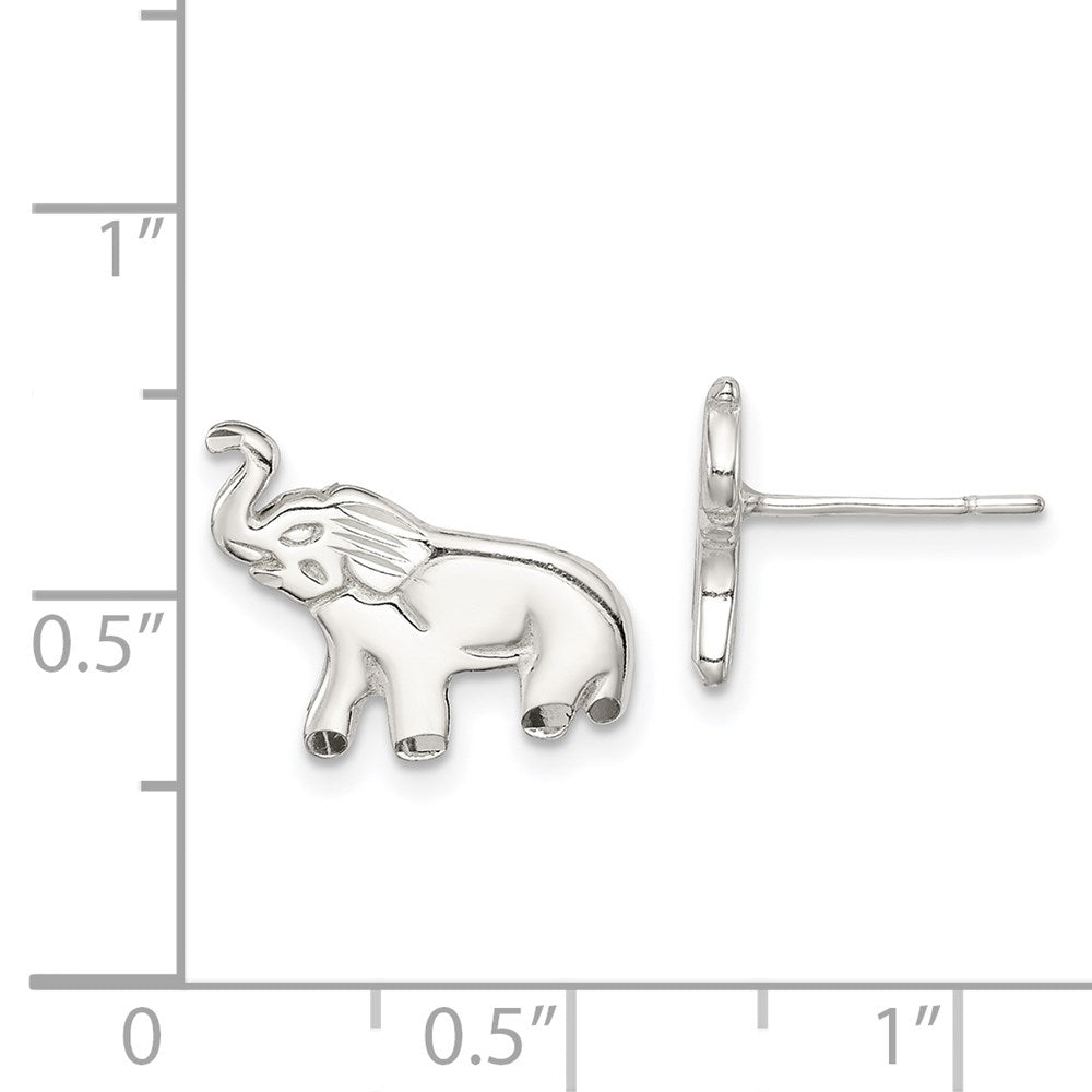QE3314 Sterling Silver Elephant Post Earrings