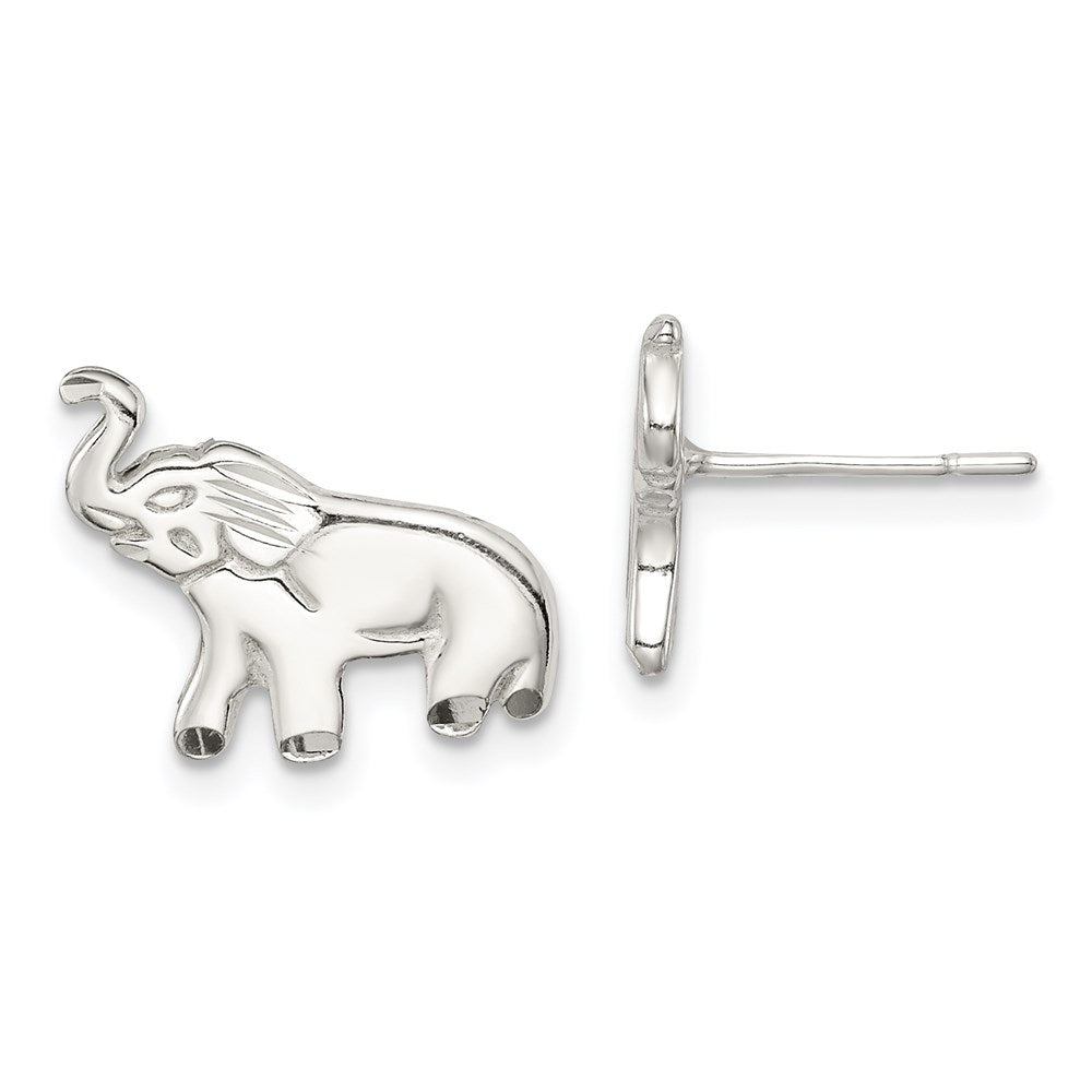QE3314 Sterling Silver Elephant Post Earrings