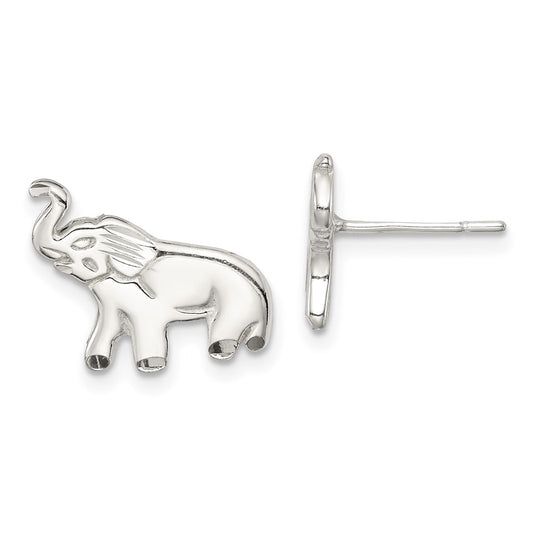 QE3314 Sterling Silver Elephant Post Earrings