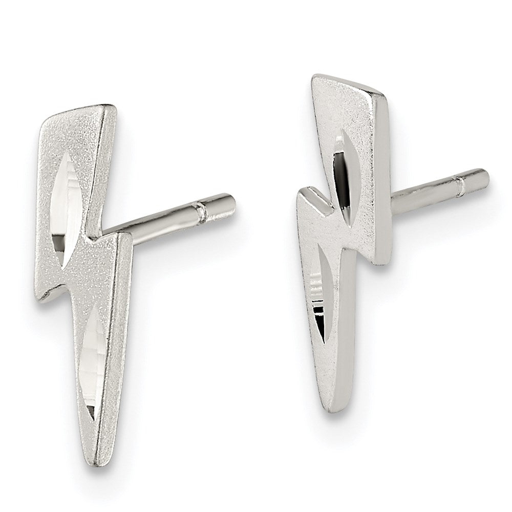 QE3316 Sterling Silver Lightning Bolt Post Earrings