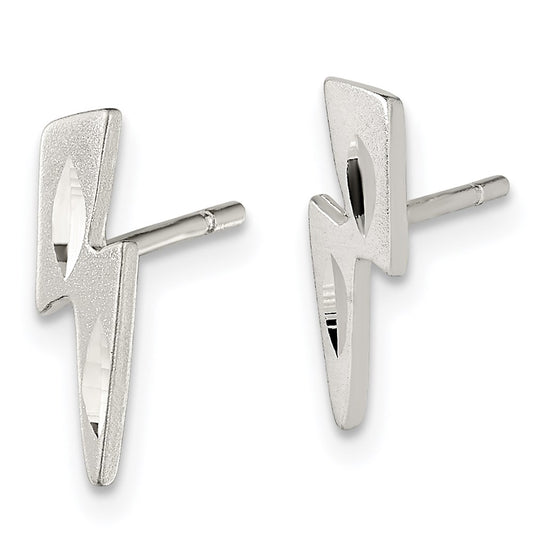 QE3316 Sterling Silver Lightning Bolt Post Earrings