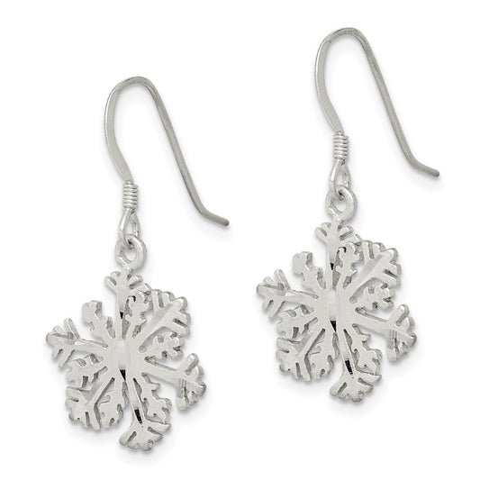 QE3337 Sterling Silver Satin Snowflake Earrings