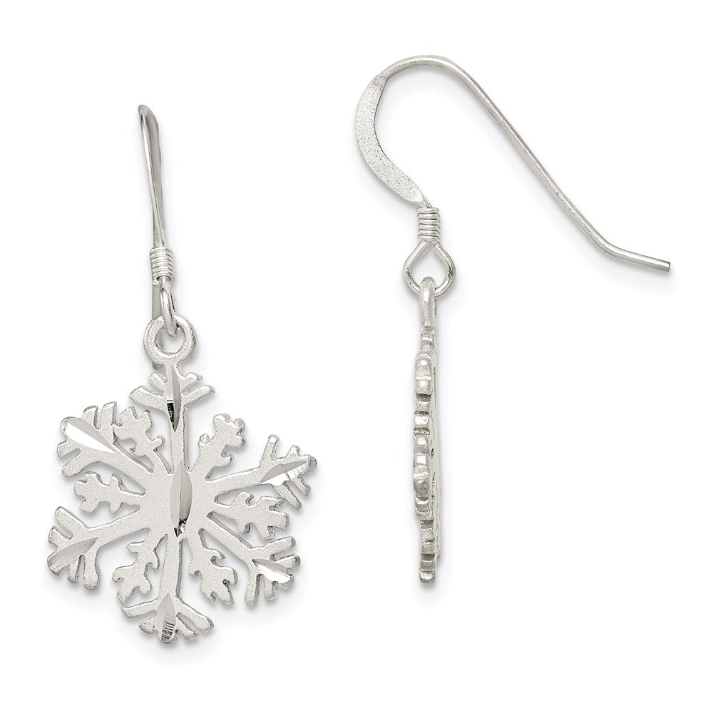 QE3337 Sterling Silver Satin Snowflake Earrings