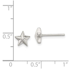 QE3347 Sterling Silver Polished Star Children's Post Earrings