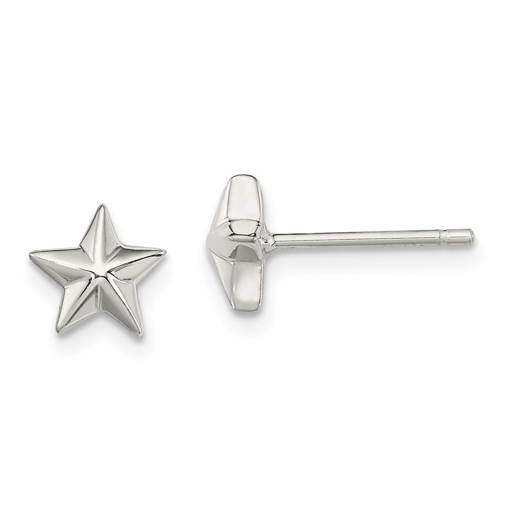 QE3347 Sterling Silver Polished Star Children's Post Earrings