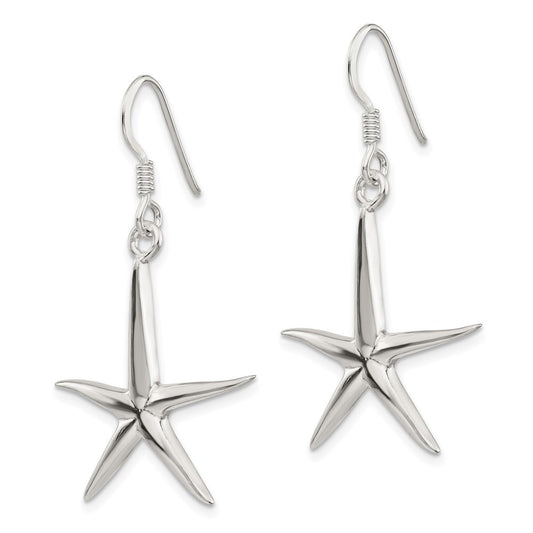 QE3356 Sterling Silver Starfish Dangle Earrings