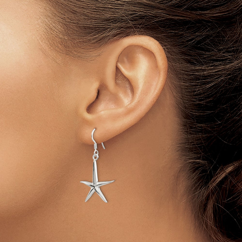 QE3356 Sterling Silver Starfish Dangle Earrings
