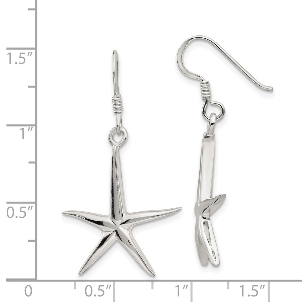 QE3356 Sterling Silver Starfish Dangle Earrings