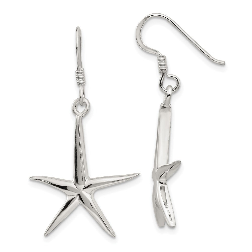 QE3356 Sterling Silver Starfish Dangle Earrings