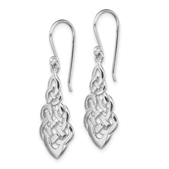 QE3357 Sterling Silver RH-plated Polished Celtic Knot Dangle Earrings