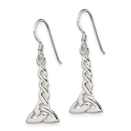 QE3360 Sterling Silver Twisted Knot Dangle Earrings