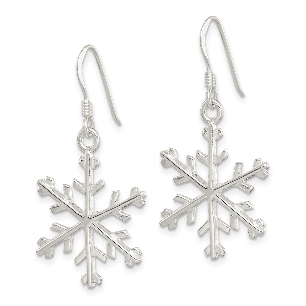 QE3368 Sterling Silver Snowflake Dangle Earrings