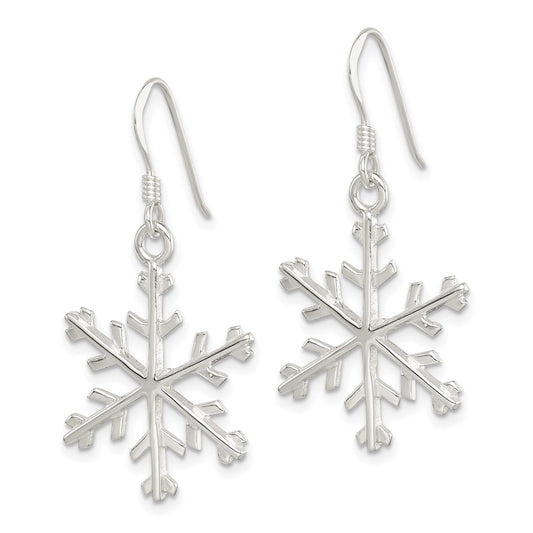 QE3368 Sterling Silver Snowflake Dangle Earrings