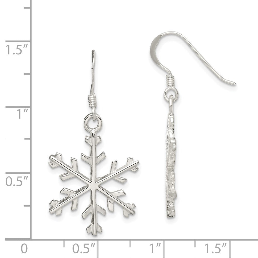QE3368 Sterling Silver Snowflake Dangle Earrings
