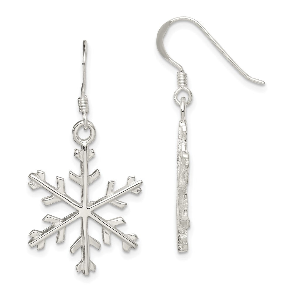 QE3368 Sterling Silver Snowflake Dangle Earrings