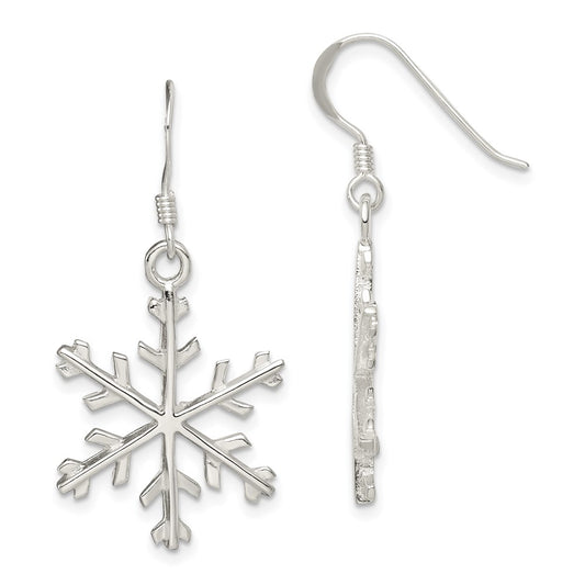 QE3368 Sterling Silver Snowflake Dangle Earrings