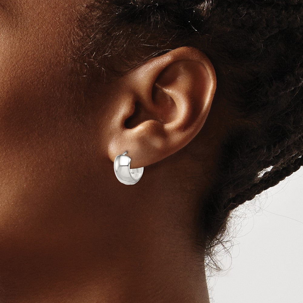 QE3438 Sterling Silver Hinged Hoop Earrings