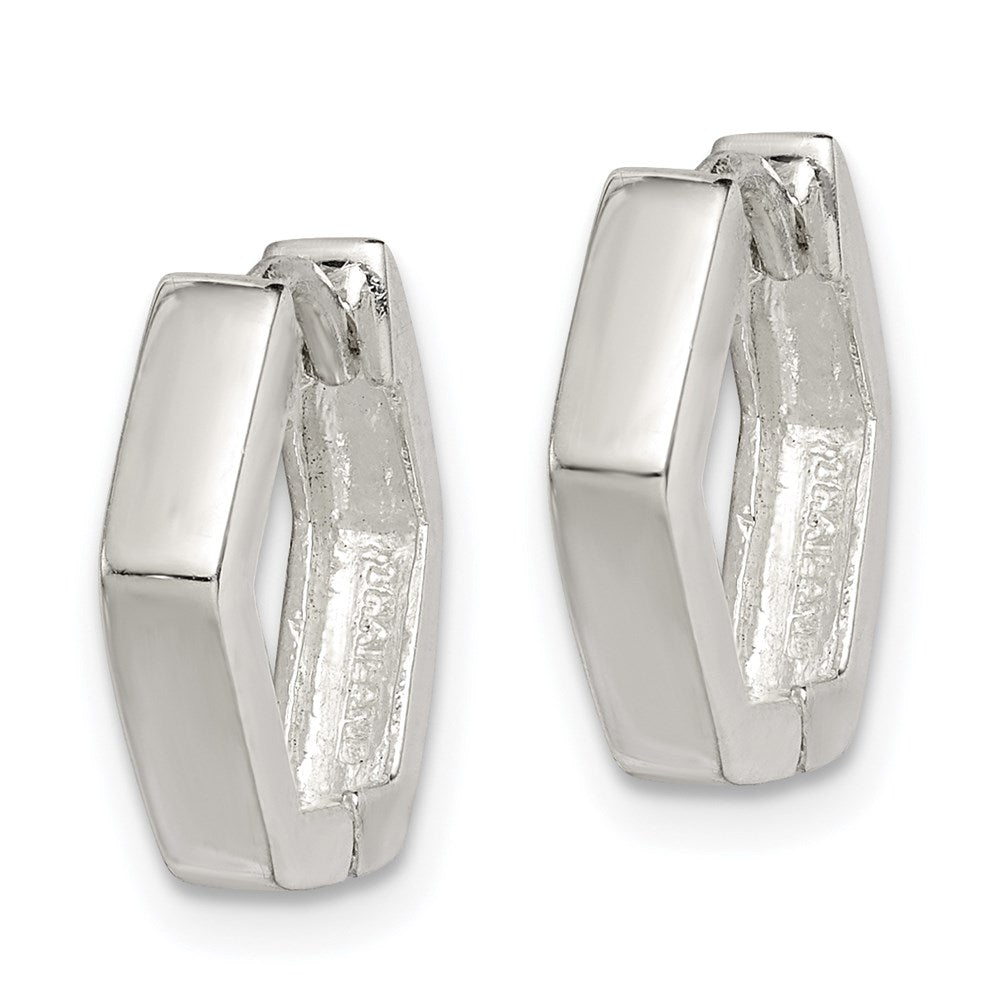 QE3444 Sterling Silver Striped Hinged Hoop Earrings