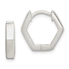 QE3444 Sterling Silver Striped Hinged Hoop Earrings