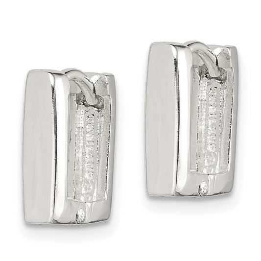 QE3445 Sterling Silver Square Hinged Hoop Earrings