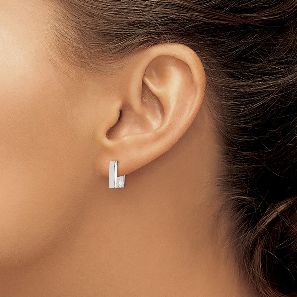 QE3445 Sterling Silver Square Hinged Hoop Earrings