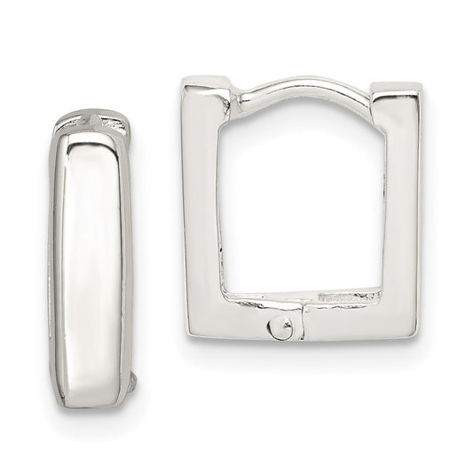 QE3445 Sterling Silver Square Hinged Hoop Earrings