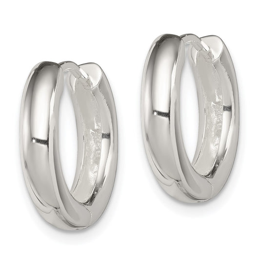 QE3476 Sterling Silver Polished Hinged Hoop Earrings