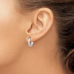 QE3476 Sterling Silver Polished Hinged Hoop Earrings