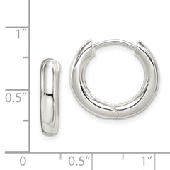 QE3476 Sterling Silver Polished Hinged Hoop Earrings