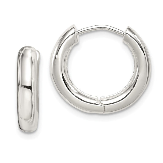QE3476 Sterling Silver Polished Hinged Hoop Earrings
