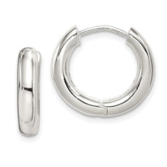 QE3476 Sterling Silver Polished Hinged Hoop Earrings