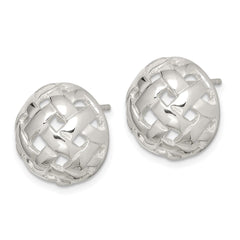 QE3491 Sterling Silver 14mm Fancy Button Post Earrings