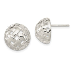 QE3491 Sterling Silver 14mm Fancy Button Post Earrings