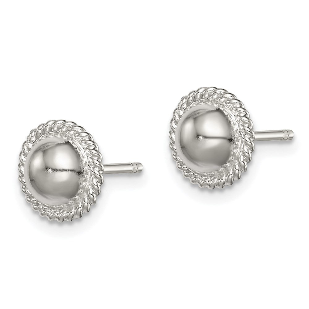 QE3494 Sterling Silver 8mm Button Earrings