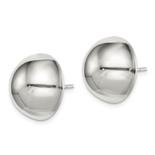 QE3495 Sterling Silver Polished 16mm Button Earrings