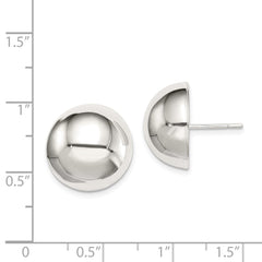 QE3495 Sterling Silver Polished 16mm Button Earrings