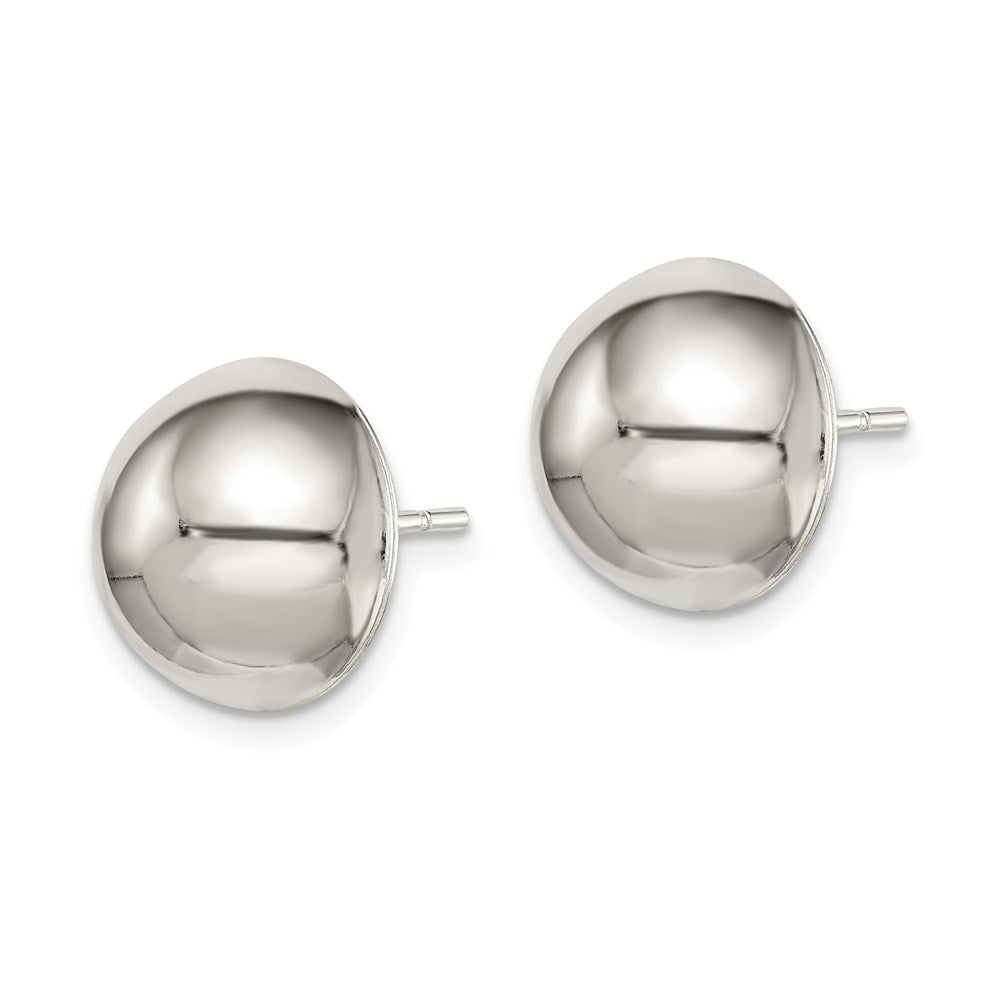 QE3496 Sterling Silver Polished 12mm Button Earrings