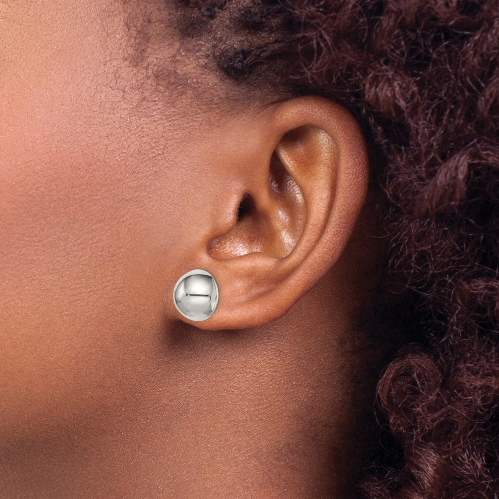 QE3496 Sterling Silver Polished 12mm Button Earrings