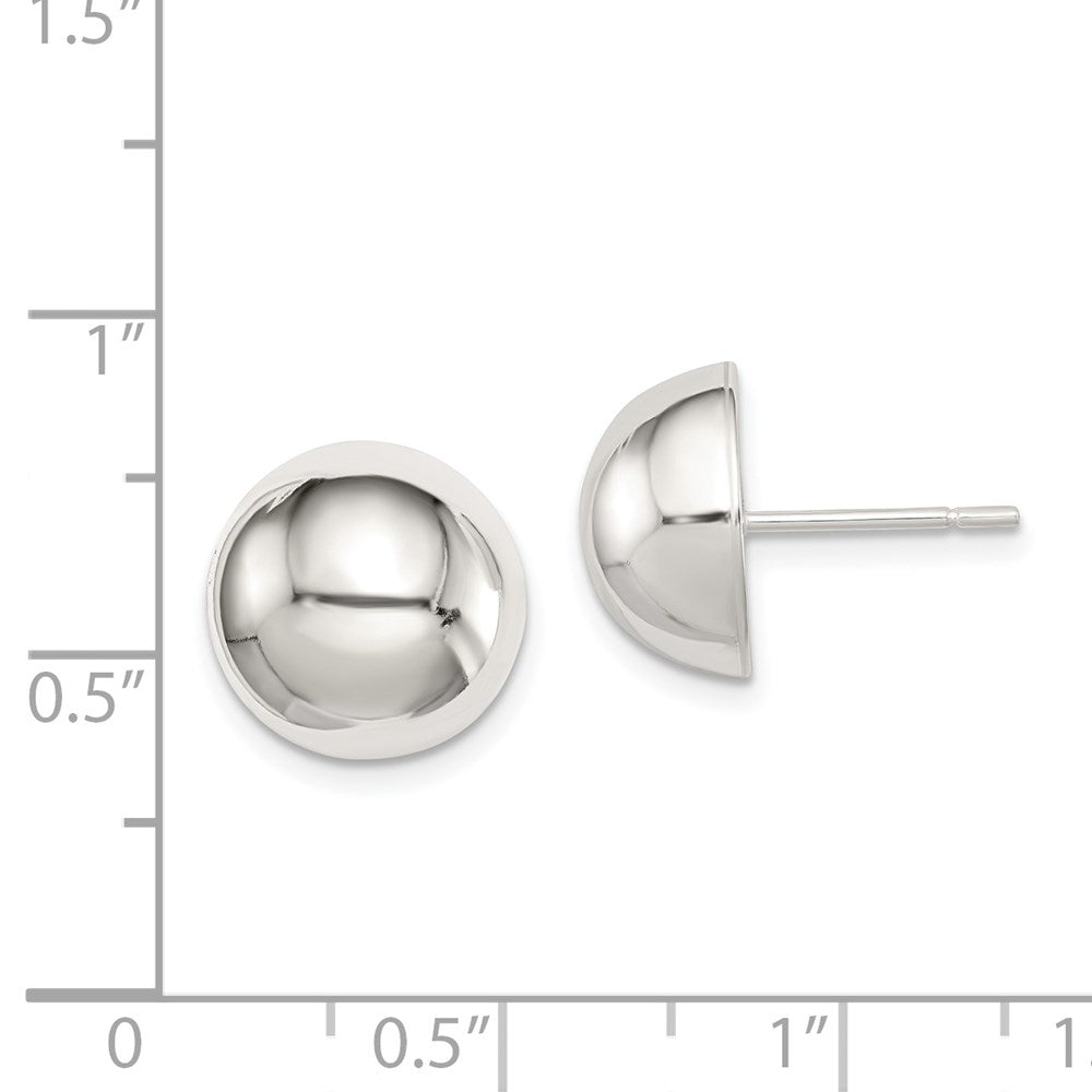 QE3496 Sterling Silver Polished 12mm Button Earrings