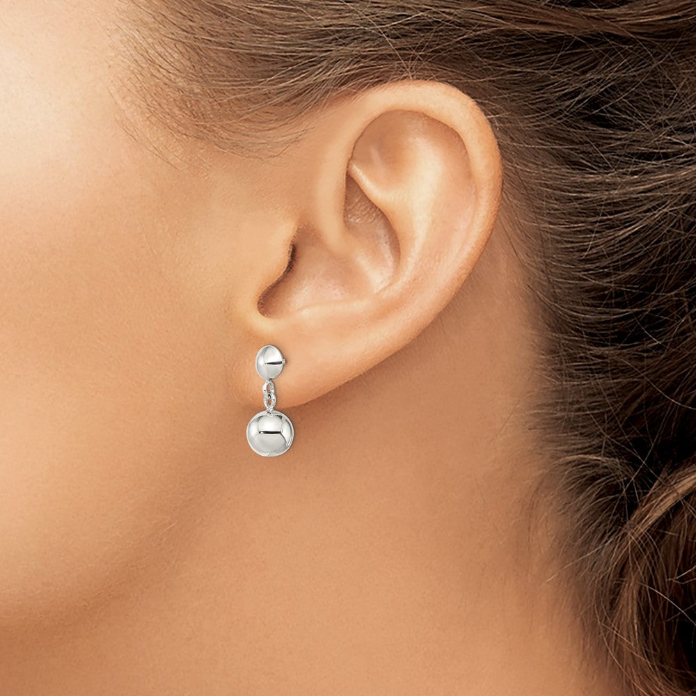 QE3498 Sterling Silver 8mm Dangle Ball Post Earrings